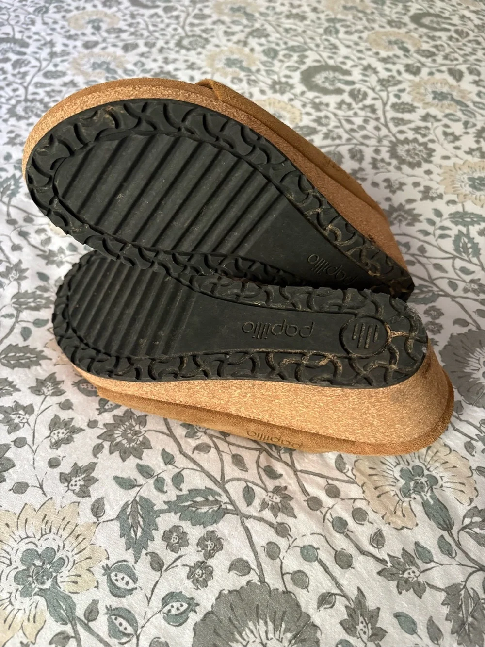 Papillio Suede Slide Sandals in Tan Brown